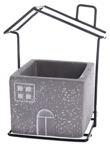 Betonowa osłonka na doniczkę House szary, 11 x 14 x 8,7 cm