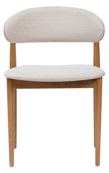 ARKADIA Jasny Beż/stelaż Dąb Naturalny - KRZESŁO DREWNIANE TAPICEROWANE DO SALONU JADALNI KUCHNI MODERN CLASSIC