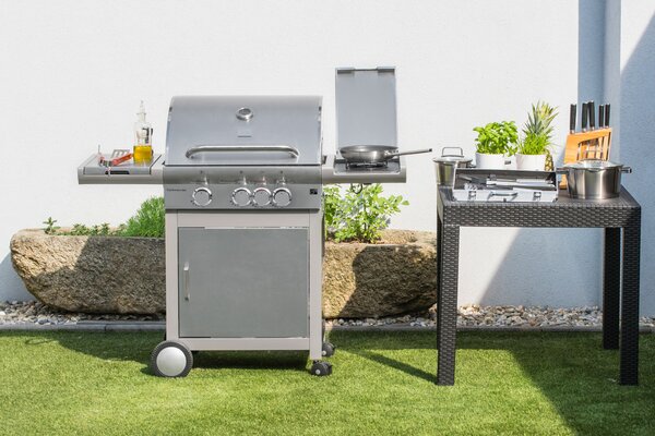 Grill gazowy CALIFORNIA BBQ, 4 palniki, z reduktorem, srebrny Penta CZ