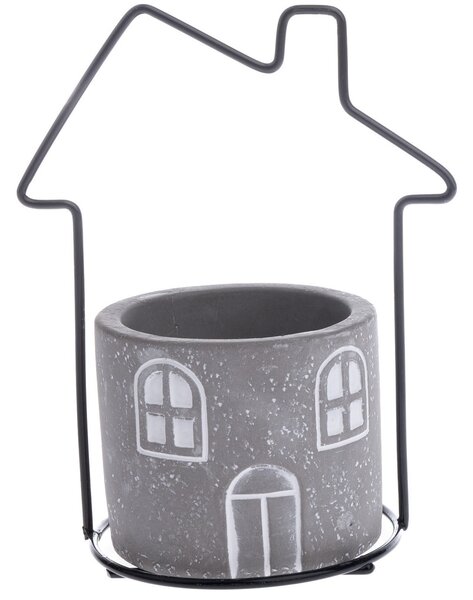 Betonowa osłonka na doniczkę House szary, 11,7 x 15 x 8,5 cm