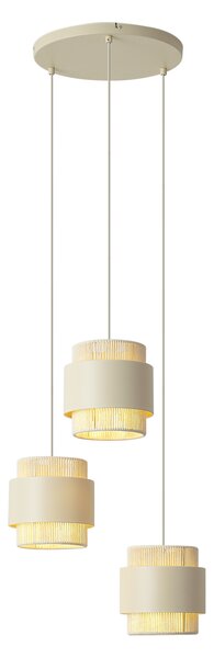 Nowoczesna lampa wisząca beżowa z liną 3-punktowa - Kora