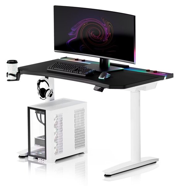 Biurko gamingowe elektryczne RGB Diablo X-Forge, 120x70 cm, czarno-białe