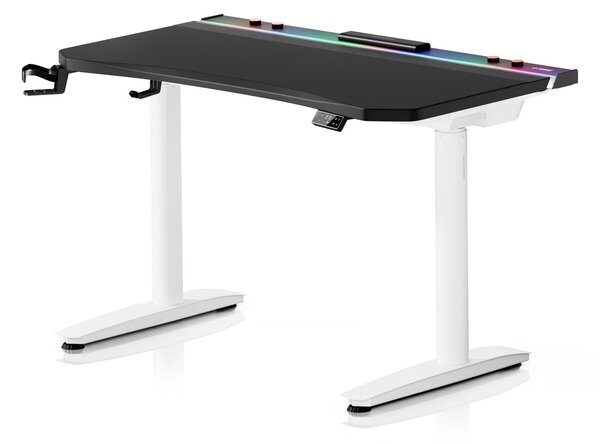 Biurko gamingowe elektryczne RGB Diablo X-Forge, 120x70 cm, czarno-białe