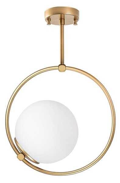 Biała/w kolorze mosiądzu lampa sufitowa ze szklanym kloszem 39x26 cm Dolunay – Opviq lights