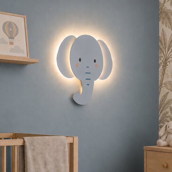 Dziecięca lampa ścienna niebieska z LED z 3-stopniowym ściemnianiem - Ellie the Elephant