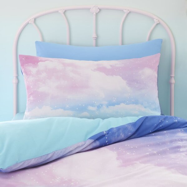 Niebiesko-różowa pościel dziecięca jednoosobowa 135x200 cm Ombre Rainbow Clouds – Catherine Lansfield