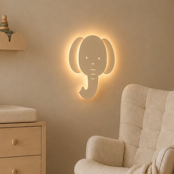 Dziecięca lampa ścienna beżowa z LED z 3-stopniowym ściemnianiem - Ellie the Elephant