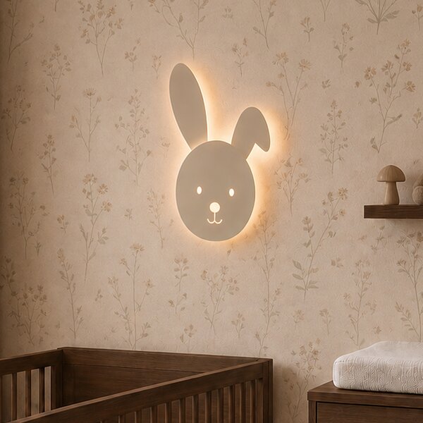 Dziecięca lampa ścienna beżowa z LED z 3-stopniową regulacją jasności - Benny the Bunny