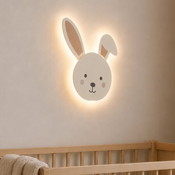 Dziecięca lampa ścienna beżowa ze szczegółami z LED z 3-stopniowym ściemnianiem - Benny the Bunny