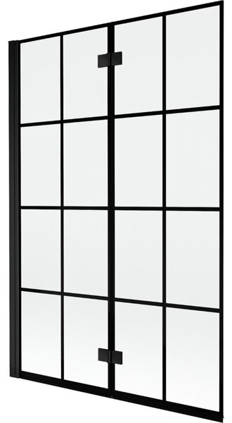 Mexen Mist parawan nawannowy 2-skrzydłowy lewy 120 x 150 cm, czarna kratka, czarny - 8A9-120-002-70-77-L