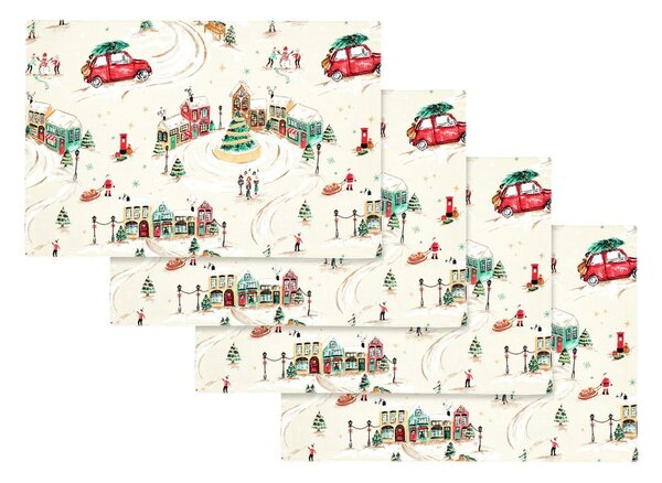 Bawełniane maty stołowe zestaw 4 szt. 30x46 cm Christmas Town – Catherine Lansfield