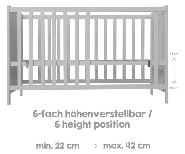 Szare/szarobrązowe łóżeczko 60x120 cm Hamburg – Roba