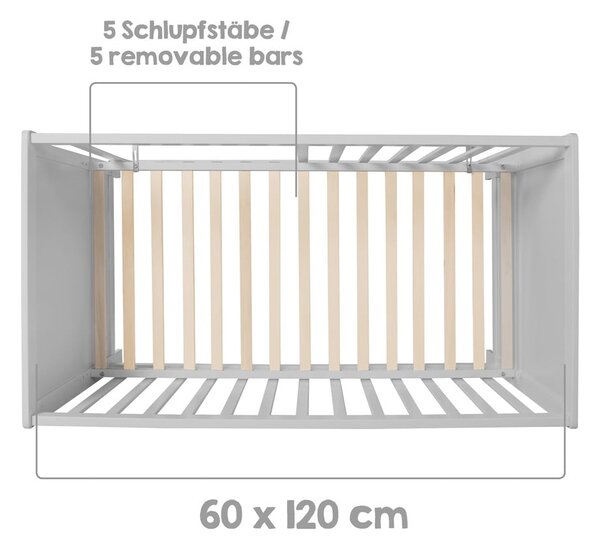 Szare/szarobrązowe łóżeczko 60x120 cm Hamburg – Roba
