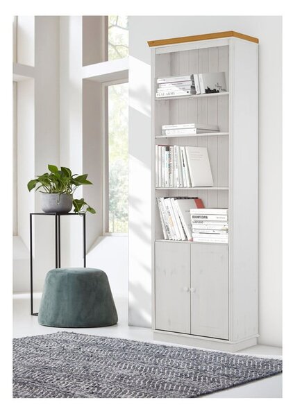 Biały regał z litego drewna sosnowego 74x223 cm Anita – Støraa
