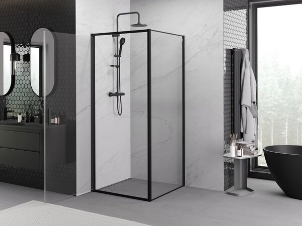 Mexen Exo-B kabina prysznicowa uchylna 90 x 90 cm, transparent, czarna - 817-090-090-70-00