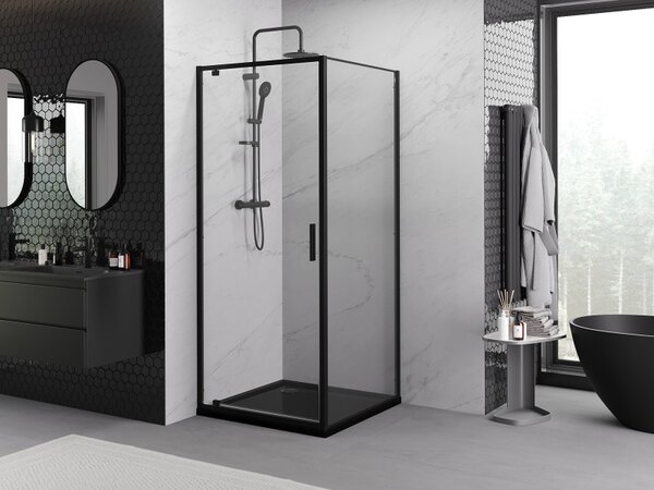 Mexen Exo-BR kabina prysznicowa uchylna 90 x 90 cm, transparent, czarna - 8181-090-090-70-00