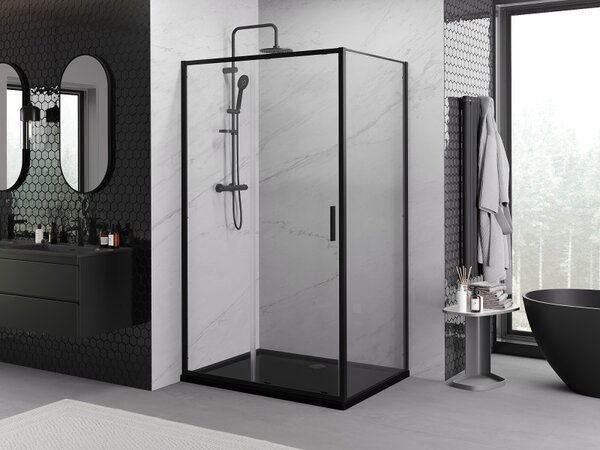 Mexen Exo-S kabina prysznicowa rozsuwana 120 x 90 cm, transparent, czarna - 8151-120-090-70-00