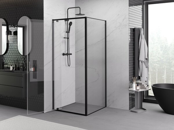 Mexen Exo-BR kabina prysznicowa uchylna 90 x 90 cm, transparent, czarna - 8181-090-090-70-00