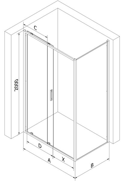 Mexen Exo-S kabina prysznicowa rozsuwana 120 x 90 cm, transparent, czarna - 8151-120-090-70-00