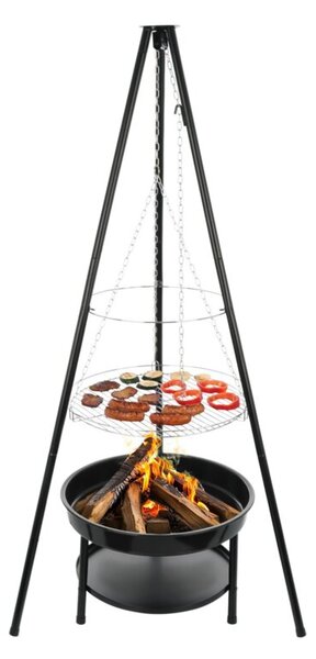 Palenisko trójnóg duży grill ogniskowy ogrodowy wiszący 2w1