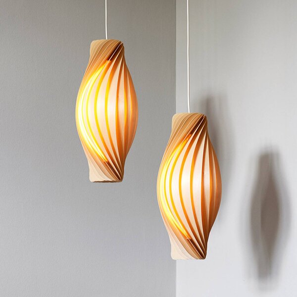 Tom Rossau Lampa wisząca No.111, możliwość ściemniania, jasne drewno, salon / jadalnia, drewno, skandynawski