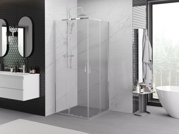 Mexen Exo-S Duo kabina prysznicowa kwadratowa rozsuwana 90 x 90 cm, transparent, chrom - 8111-090-090-01-00