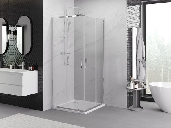 Mexen Exo-S Duo kabina prysznicowa kwadratowa rozsuwana 90 x 90 cm, transparent, chrom - 8111-090-090-01-00
