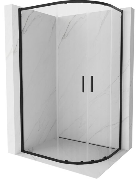 Mexen Exo-S Duo kabina prysznicowa półokrągła asymetryczna rozsuwana 90 x 80 cm, transparent, czarna - 8132-090-080-70-00