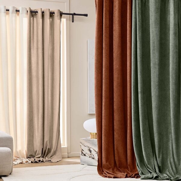 Jasnobrązowa zasłona z materiału bouclé 140x260 cm Winona – douceur d'intérieur