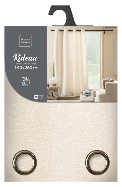 Kremowa zasłona z materiału bouclé 140x260 cm Winona – douceur d'intérieur