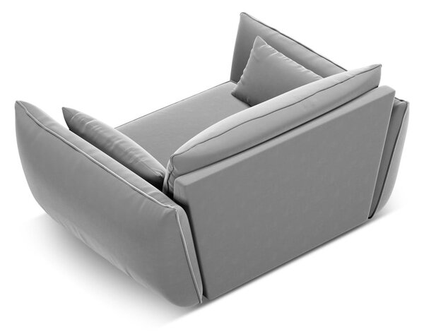 Jasnoszary aksamitny fotel Vanda – Mazzini Sofas