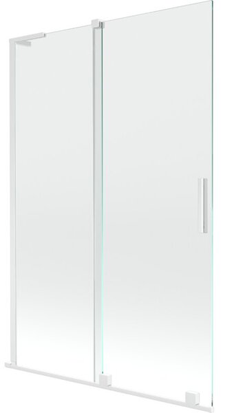 Mexen Velar L parawan nawannowy 2-skrzydłowy rozsuwany 120 x 150 cm, transparent, biały - 896-120-003-01-20