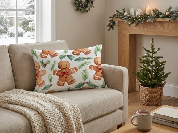 Flanelowa poszewka na poduszkę MERRY GINGER 50x70 cm, kolorowa