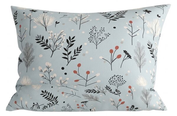 Flanelowa poszewka na poduszkę FROST BOTANIC 50x70 cm, jasno szara