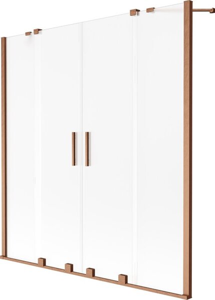 Mexen Velar Duo parawan nawannowy 2-skrzydłowy rozsuwany 140 x 150 cm, szron, miedź szczotkowana - 896-140-000-32-65