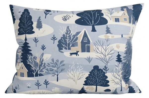 Flanelowa poszewka na poduszkę SNOWY VALLEY 50x70 cm, niebieska