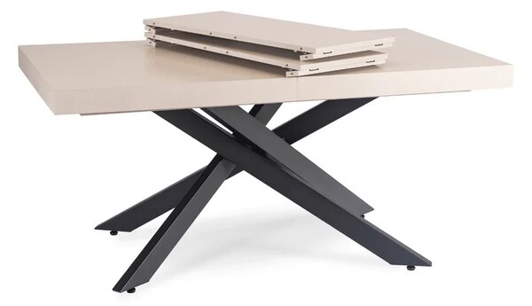 Stół Prostokątny Rozkładany HAMPTON 160-240 cm Kaszmir/Czarny do Jadalni Japandi