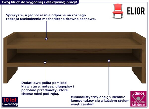 Klasyczna półka na biurko miodowy brąz G4-S31