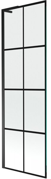 Mexen Next L parawan nawannowy 1-skrzydłowy 60 x 150 cm, czarna kratka, czarny - 895-060-000-03-77-70