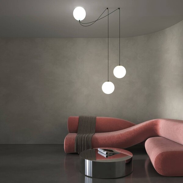 Maytoni Lampa wisząca szklana Twins, biały / opal, salon / jadalnia, szkło, nowoczesny