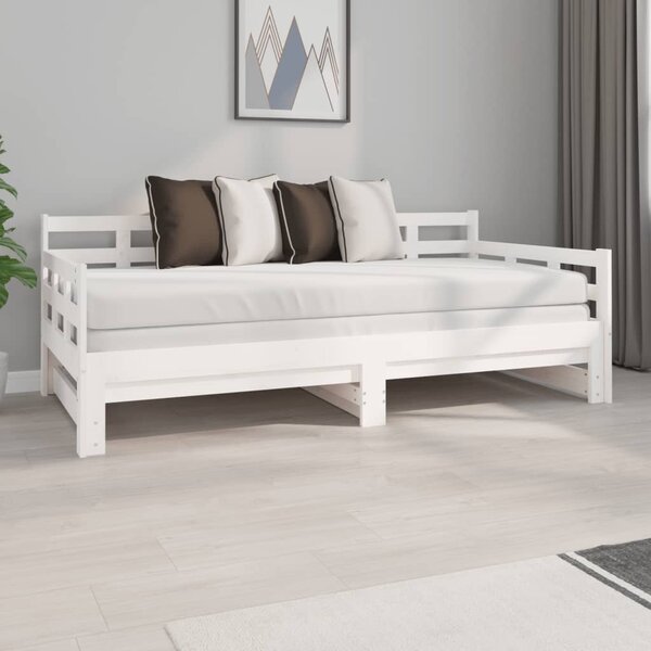 Łóżko rozsuwane, białe, lite drewno sosnowe, 2x(90x190) cm