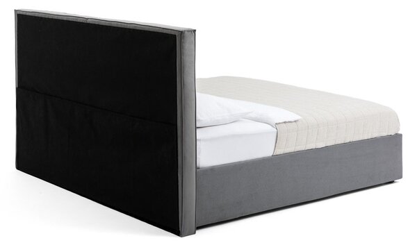 Szare tapicerowane łóżko dwuosobowe ze schowkiem i stelażem 160x200 cm Thessa Bold Line – Bonami Selection