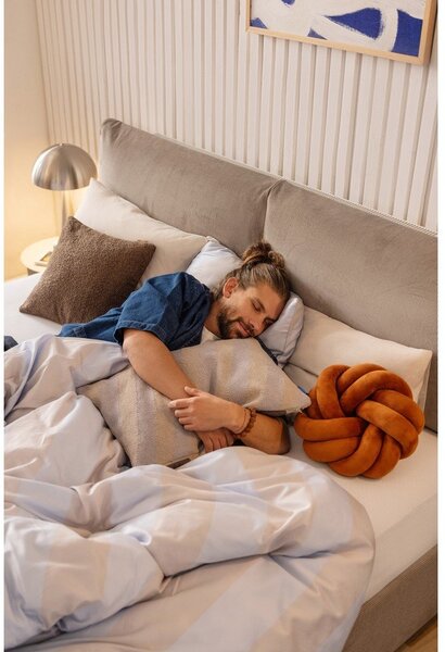 Szarobrązowe tapicerowane łóżko dwuosobowe ze schowkiem i stelażem 160x200 cm Thessa Pillow – Bonami Selection