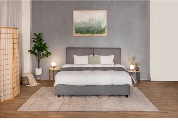Szare tapicerowane łóżko dwuosobowe ze schowkiem i stelażem 160x200 cm Myra Bold – Bonami Selection