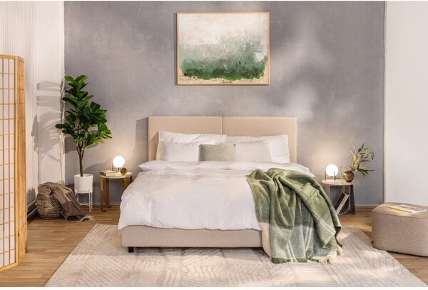 Beżowe tapicerowane łóżko dwuosobowe ze schowkiem i stelażem 180x200 cm Myra Bold – Bonami Selection