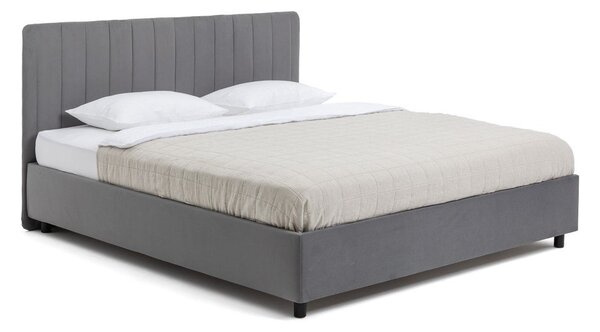Szare tapicerowane łóżko dwuosobowe ze schowkiem i stelażem 180x200 cm Myra Slim Line – Bonami Selection