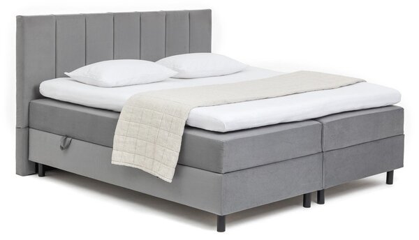 Szare łóżko kontynentalne ze schowkiem 160x200 cm Elva Bold Line – Bonami Selection