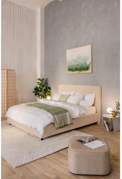 Beżowe tapicerowane łóżko dwuosobowe ze schowkiem i stelażem 180x200 cm Myra Bold – Bonami Selection