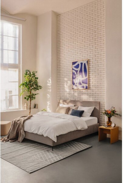 Szarobrązowe tapicerowane łóżko dwuosobowe ze stelażem 160x200 cm Noira Slim – Bonami Selection