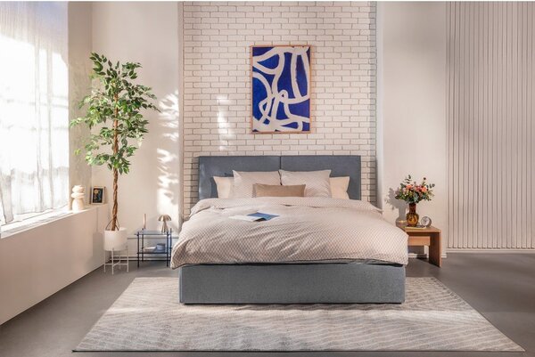 Niebieskie tapicerowane łóżko dwuosobowe ze schowkiem i stelażem 180x200 cm Thessa Bold – Bonami Selection